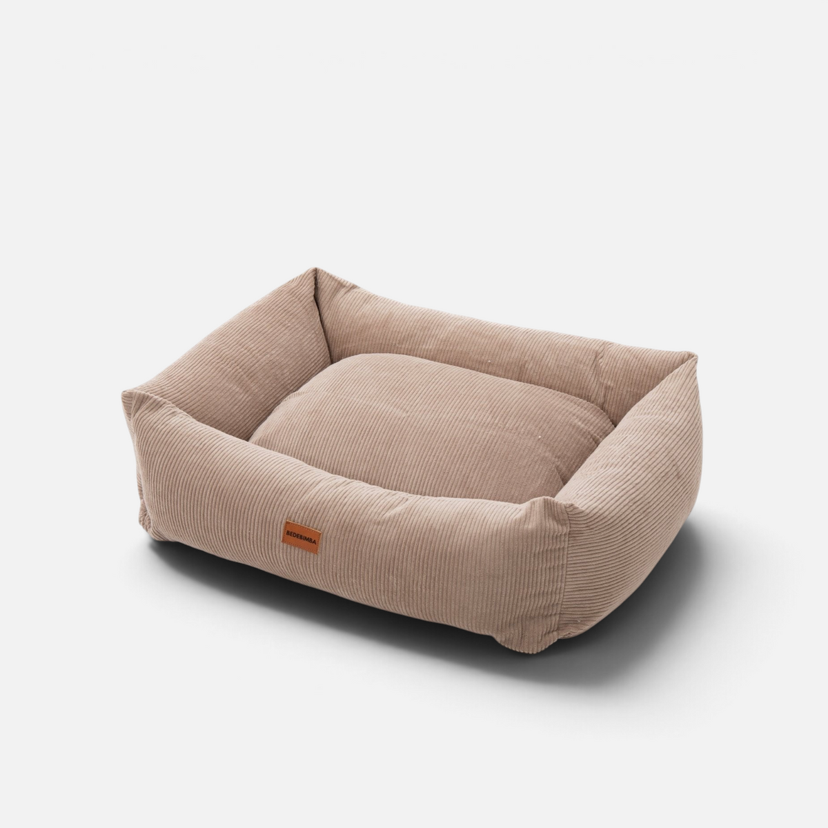 Cama para perros BIMBAS BRAND desenfundable de pana en color marrón con diseño rectangular y acogedor