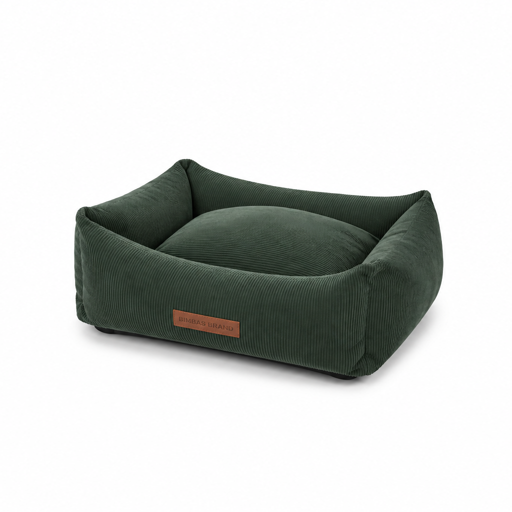 Cama para perros pana verde desenfundable