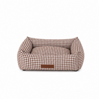 Cama para perros Vichy marrón desenfundable
