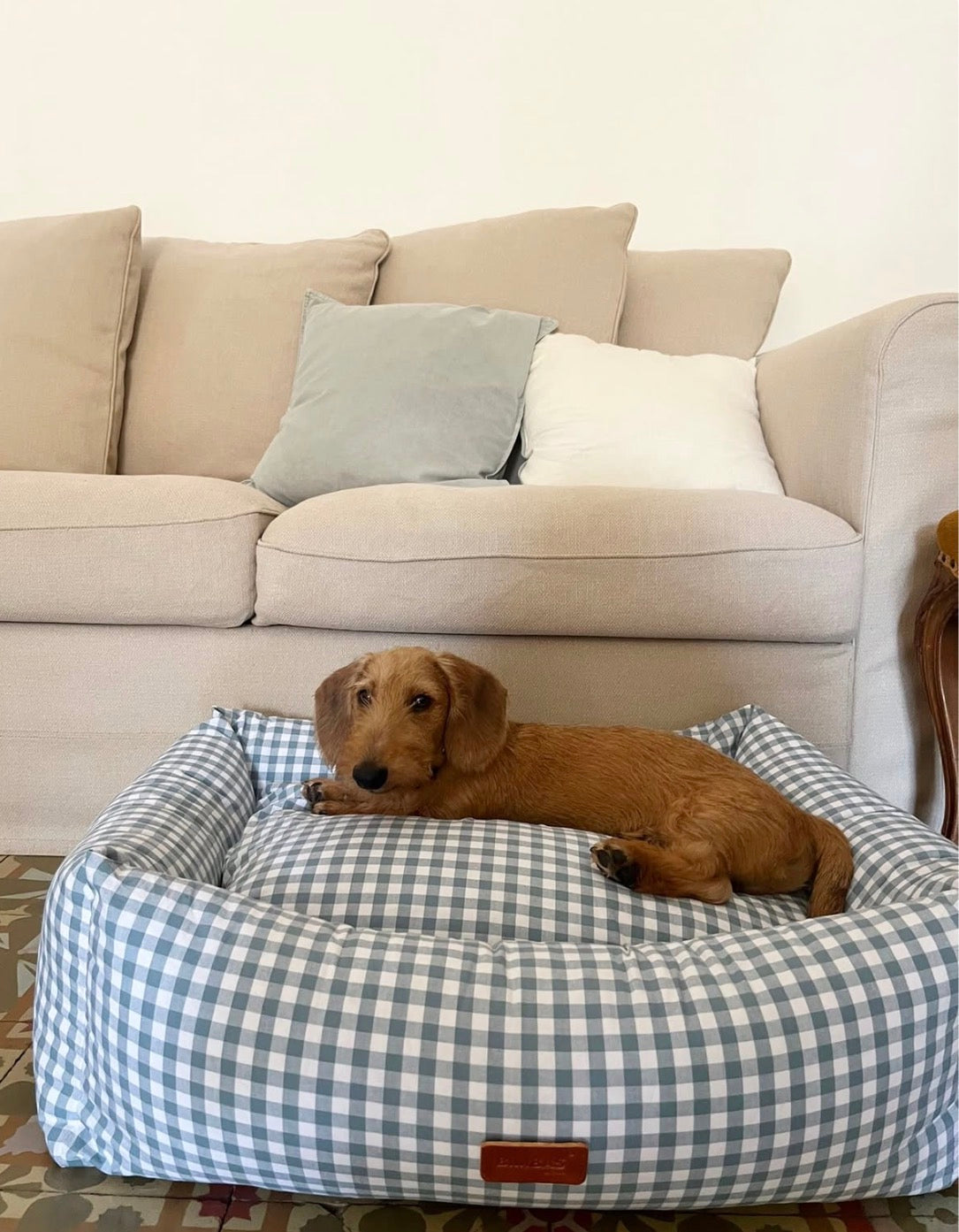 CAMA PARA PERROS DESENFUNDABLE VICHY OLD GREEN