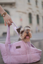 Transportin para perros Vichy rosa