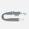 Cinturón de seguridad para perros BIMBAS BRAND con estampado de cuadros vichy en blanco y negro y hebilla metálica