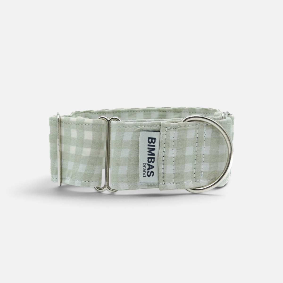 Collar martingale BIMBAS BRAND con estampado de cuadros vichy en color verde pastel y refuerzo de nylon resistente
