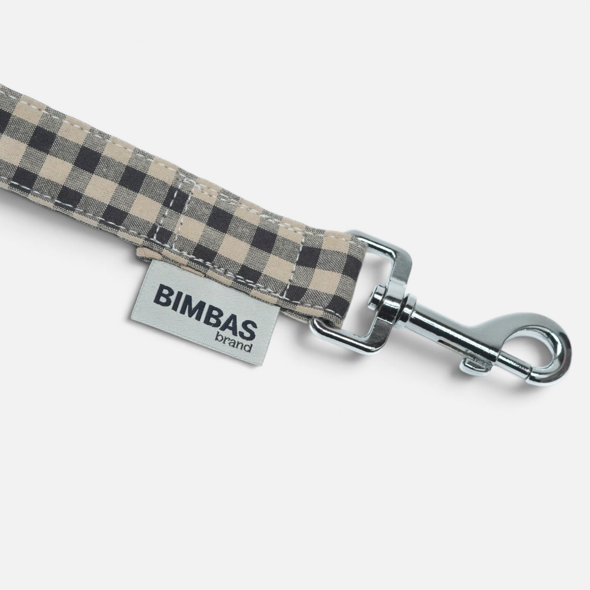 Collar martingale BIMBAS BRAND con estampado de cuadros vichy en tonos beige y marrón y herrajes metálicos resistentes