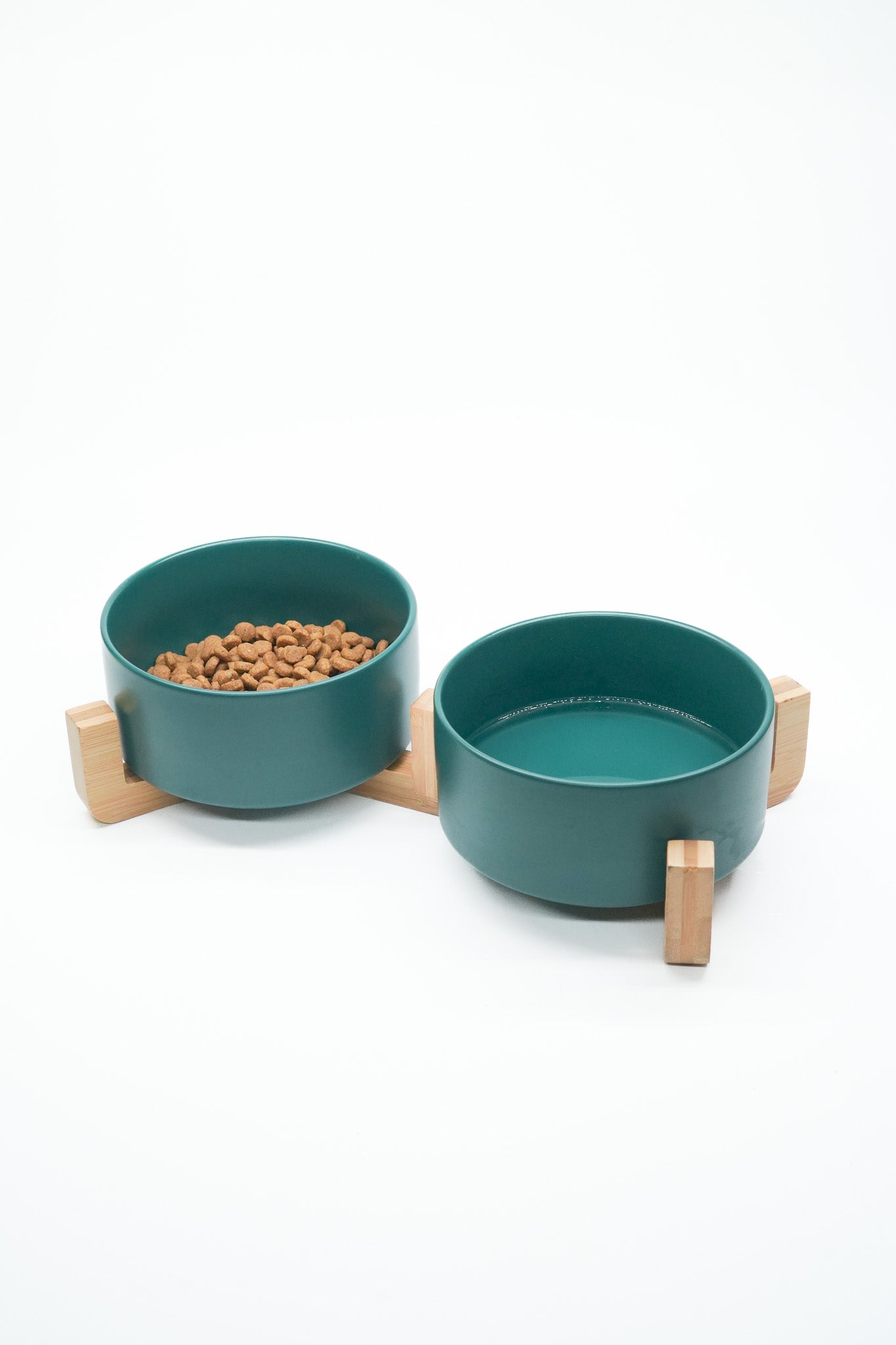 Comedero doble para perros verde