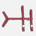 Arnés triple ajustable BIMBAS BRAND en color rojo con estampado floral, ideal para galgos y perros escapistas.