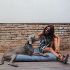Cama para perros reversible Vichy negro