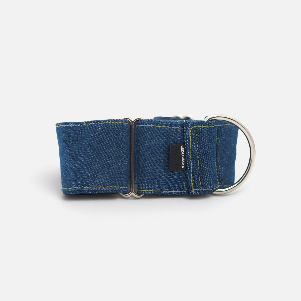 Collar martingale BIMBAS BRAND de tela vaquera azul con costuras reforzadas y anillas metálicas resistentes