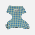 Arnés para perros BIMBAS BRAND modelo Molly con estampado de cuadros vichy en tonos azul y verde y herrajes metálicos