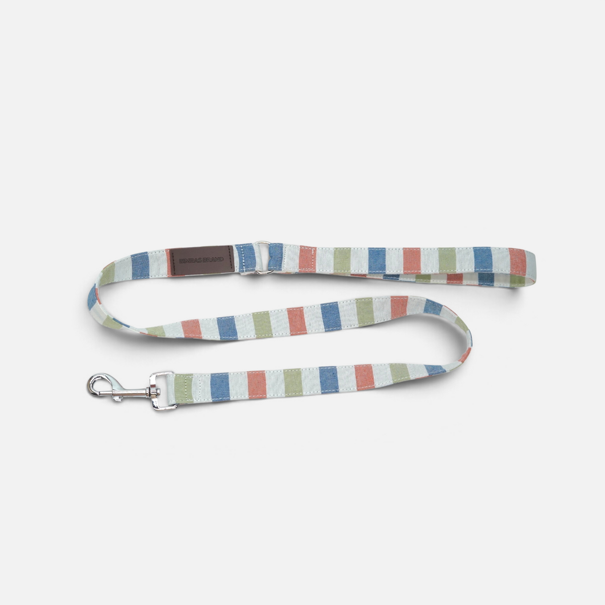 Correa para perros BIMBAS BRAND de algodón con estampado de rayas multicolores y herrajes metálicos resistentes