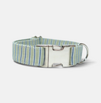 Collar para perros BIMBAS BRAND modelo Brezza de rayas verdes y azules con cierre metálico de seguridad inoxidable