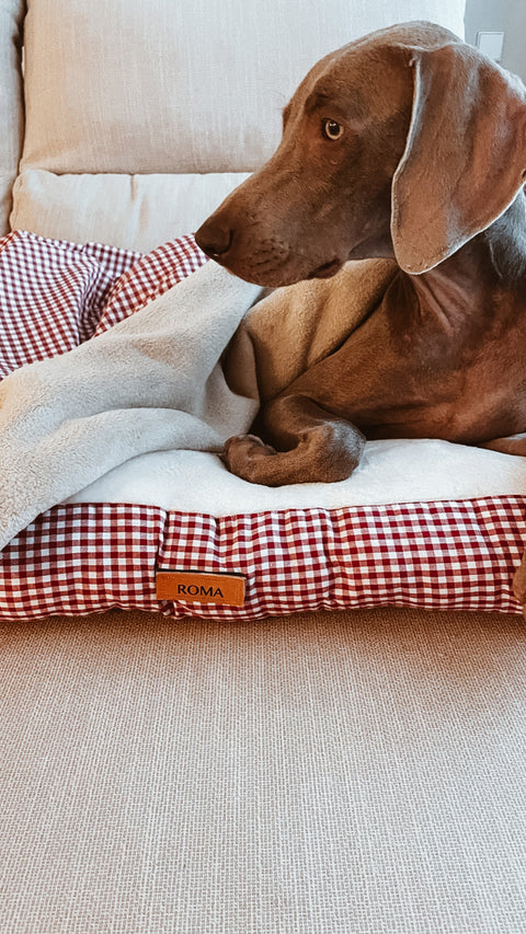 Cama para perros Vichy granate